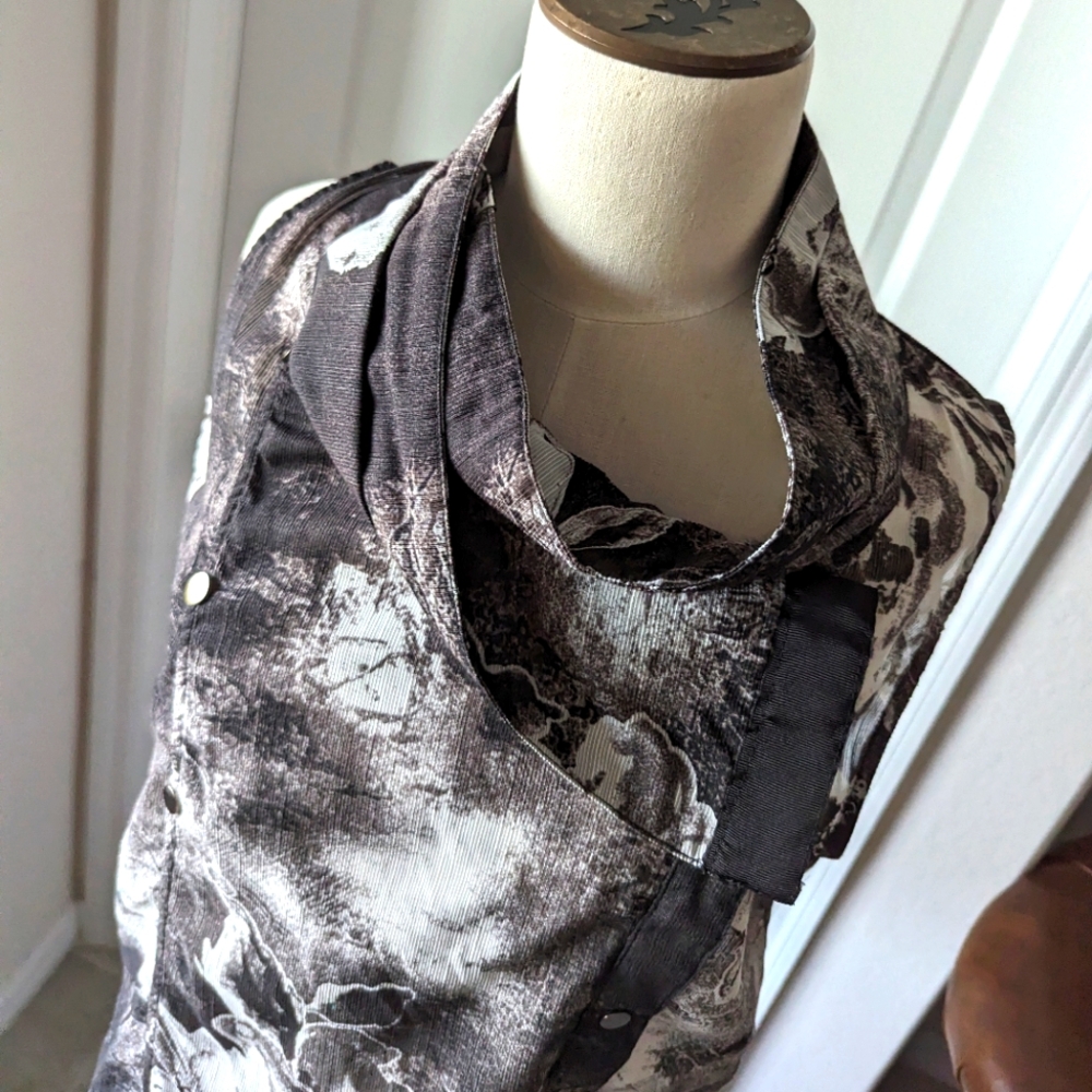 Fresh Fx Black Print Top or Cardigan Vest